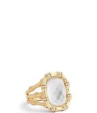 Anabel Aram Bamboo With Mother Of Pearl Stone Cocktail Ring