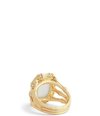 Anabel Aram Bamboo With Mother Of Pearl Stone Cocktail Ring