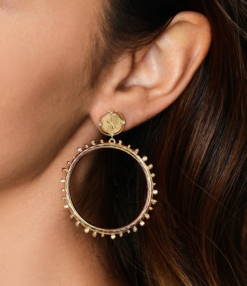 Anabel Aram Butterfly Coin Molten Hoop Earrings