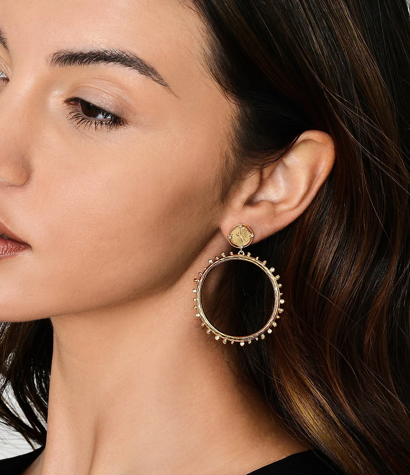 Anabel Aram Butterfly Coin Molten Hoop Earrings