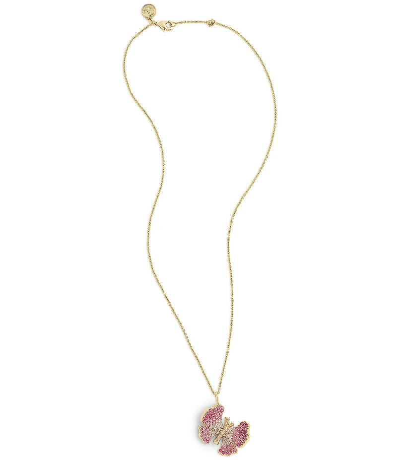 Anabel Aram Butterfly Pink Pave Necklace