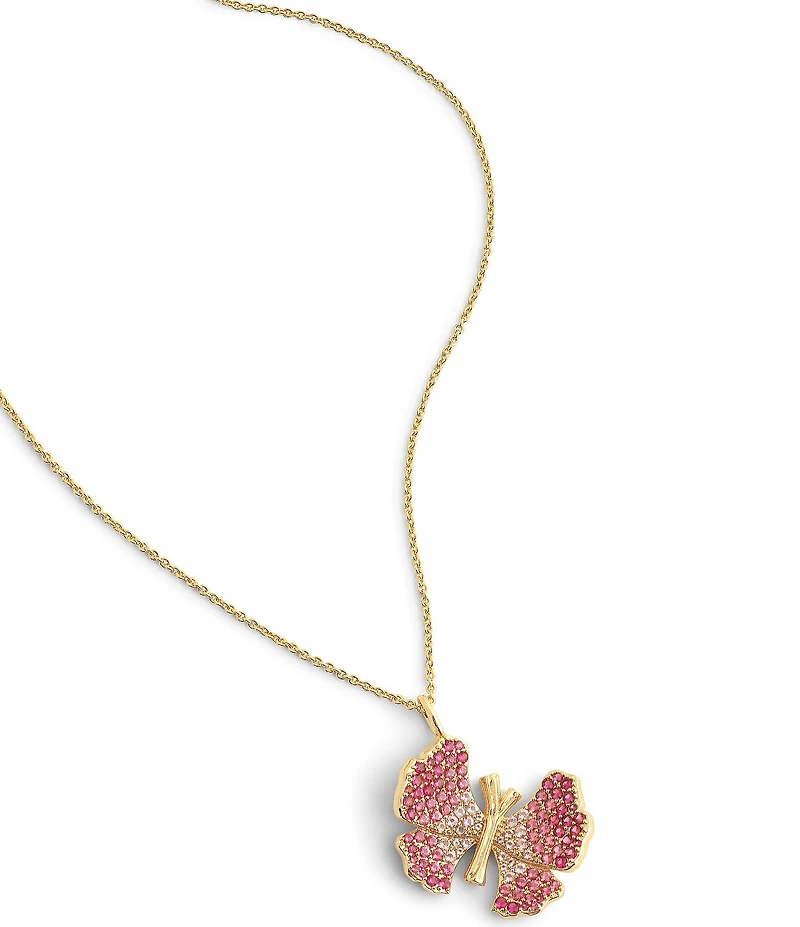 Anabel Aram Butterfly Pink Pave Necklace