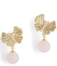 Anabel Aram Butterfly Rose Quartz Drop Earrings