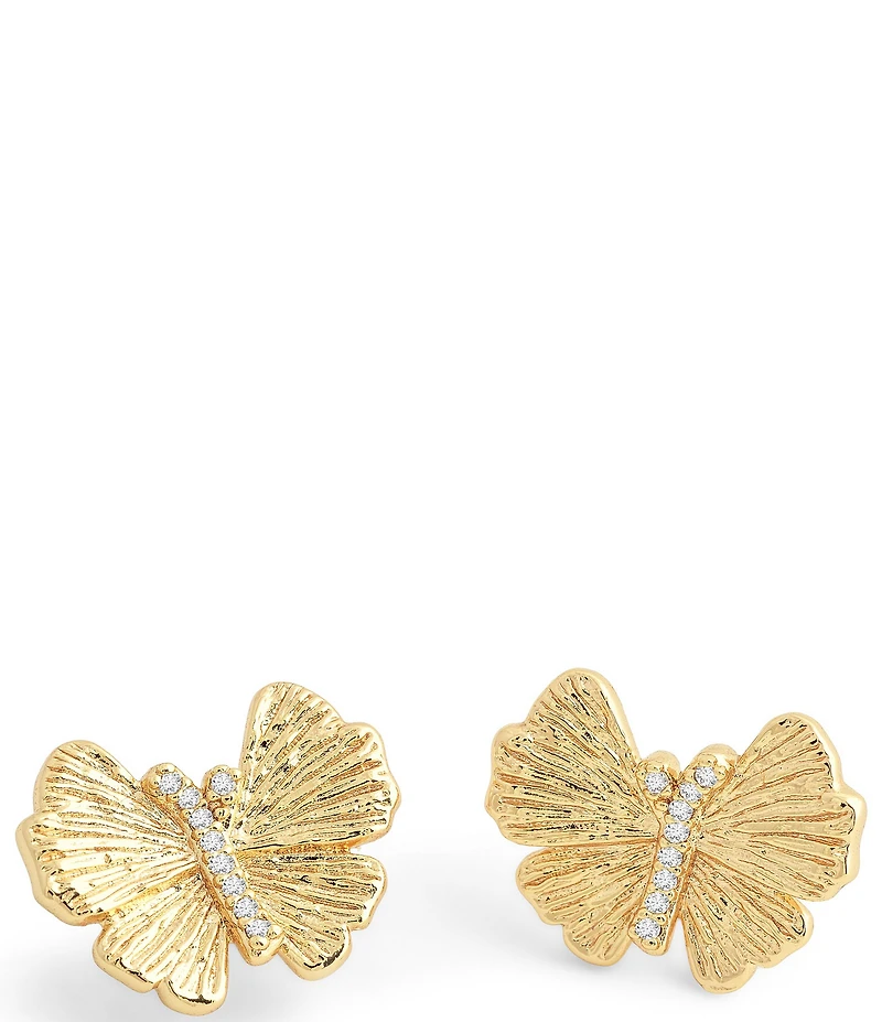 Anabel Aram Butterfly Crystal Stud Gold Earrings