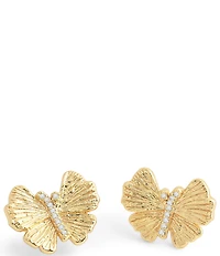 Anabel Aram Butterfly Crystal Stud Gold Earrings