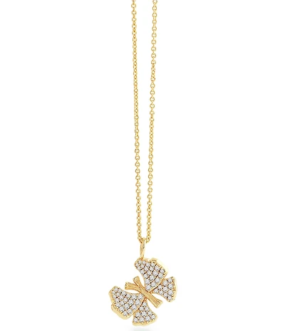Anabel Aram Butterfly Rhinestone Pave Small Pendant Necklace