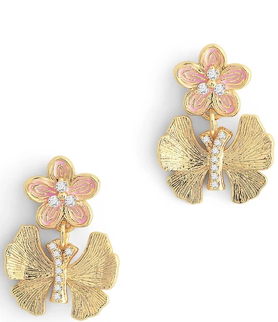 Anabel Aram Butterfly with Enamel Flower Earrings