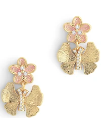 Anabel Aram Butterfly with Enamel Flower Earrings