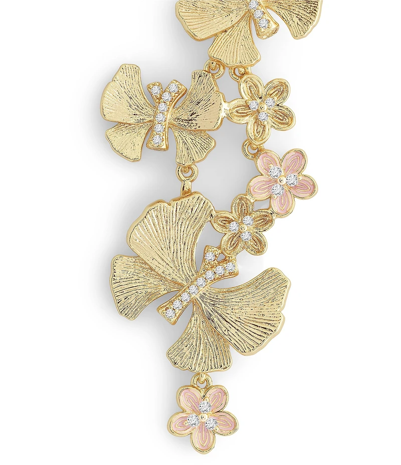 Anabel Aram Butterfly with Flowers Dangle Drop Earrings