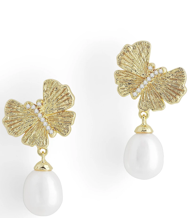 Anabel Aram Butterfly with Pearl Drop Earrings