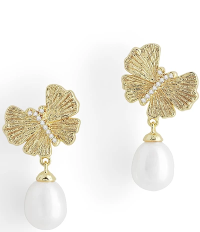 Anabel Aram Butterfly with Pearl Drop Earrings