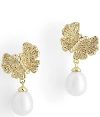 Anabel Aram Butterfly with Pearl Drop Earrings