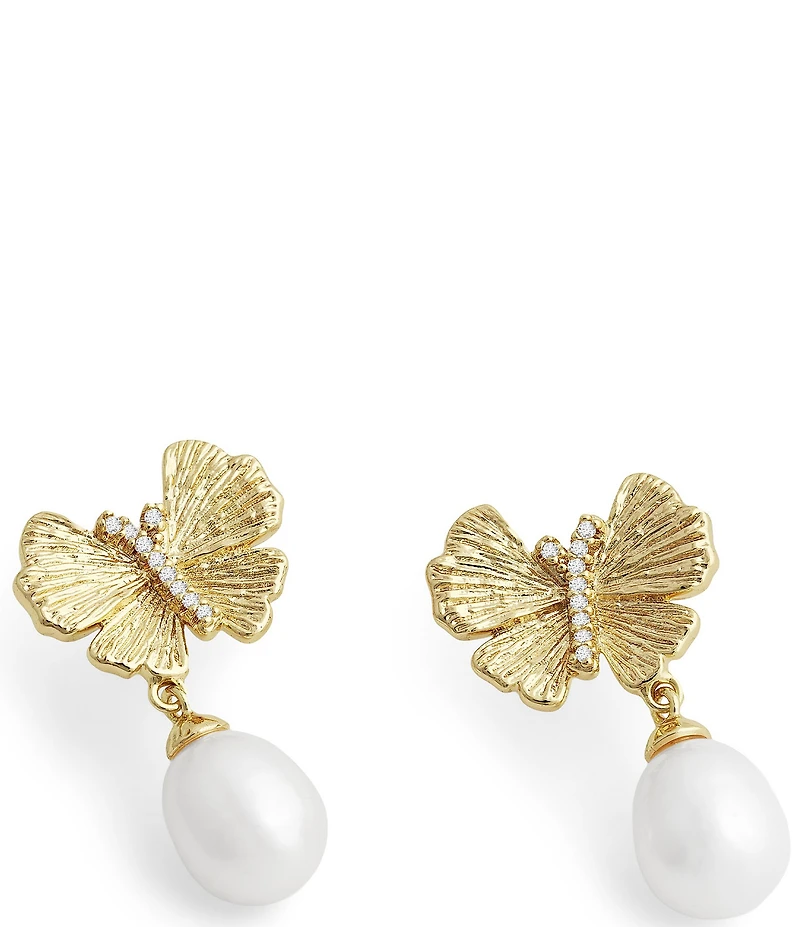 Anabel Aram Butterfly with Pearl Drop Earrings