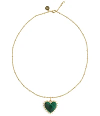 Anabel Aram Heart With Stone Short Pendant Necklace