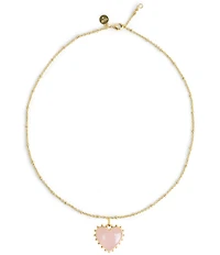 Anabel Aram Heart With Stone Short Pendant Necklace