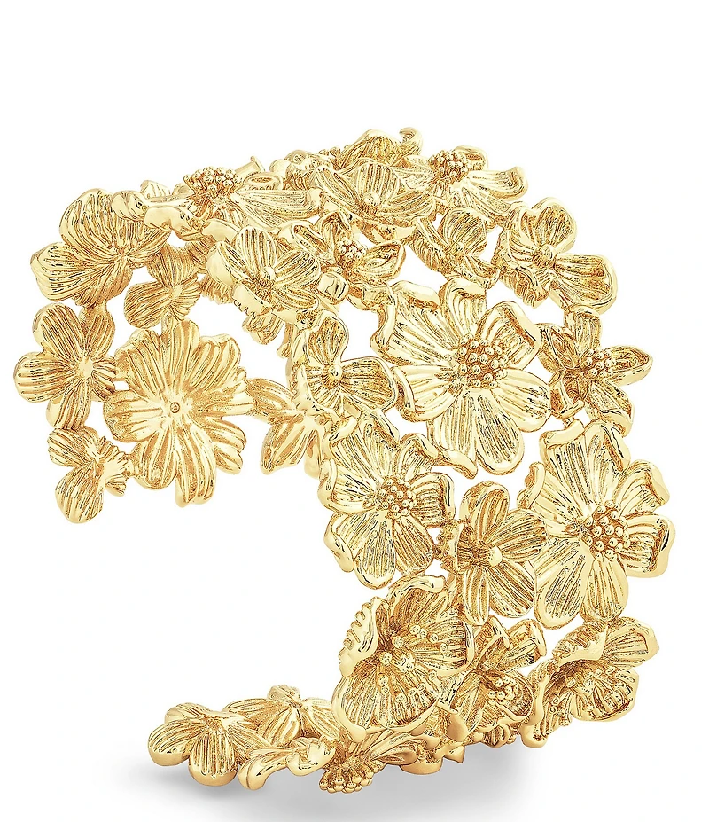 Anabel Aram Wildflowers Gold Wide Cuff Bracelet