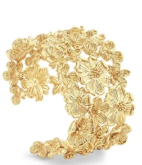 Anabel Aram Wildflowers Gold Wide Cuff Bracelet