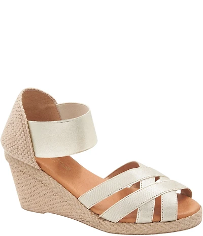 Andre Assous Adin Stretch Elastic Espadrille Wedge Peep Toe Pumps
