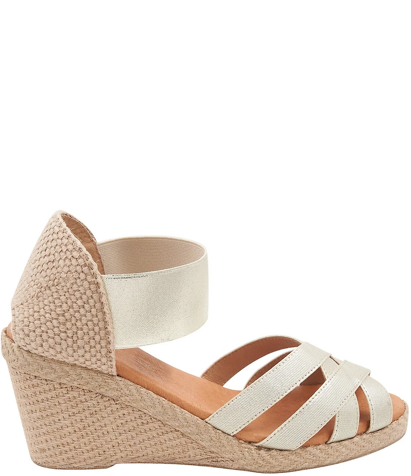 Andre Assous Adin Stretch Elastic Espadrille Wedge Peep Toe Pumps