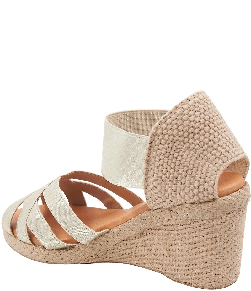 Andre Assous Adin Stretch Elastic Espadrille Wedge Peep Toe Pumps