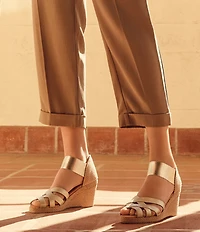 Andre Assous Adin Stretch Elastic Espadrille Wedge Peep Toe Pumps