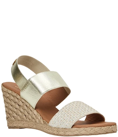 Andre Assous Allison Metallic Elastic Slingback Wedge Espadrille Sandals