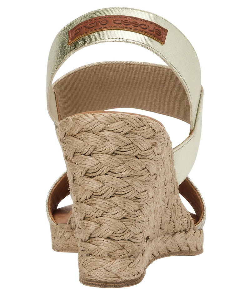 Andre Assous Allison Metallic Elastic Slingback Wedge Espadrille Sandals
