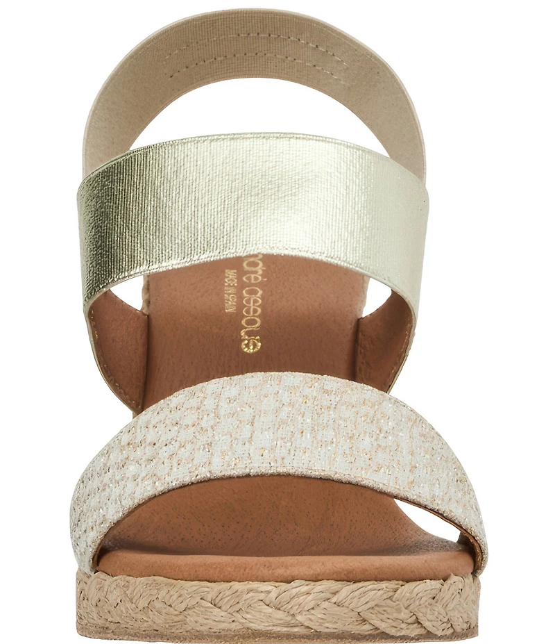 Andre Assous Allison Metallic Elastic Slingback Wedge Espadrille Sandals