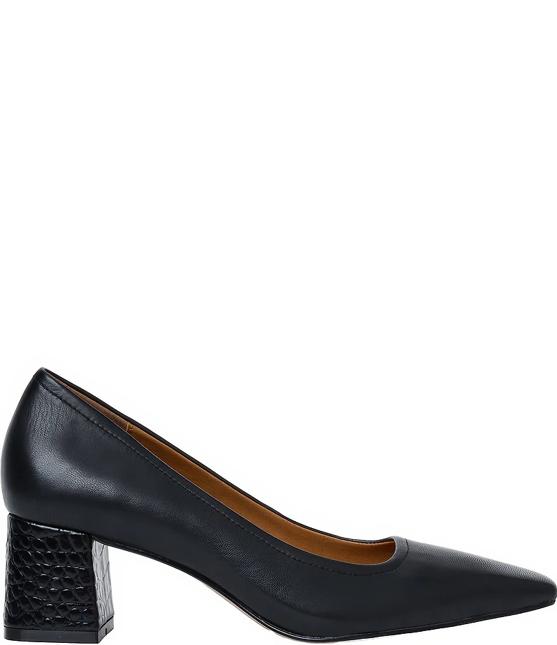Andre Assous Amelia Leather Snip Toe Croco Heel Pumps