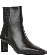 Andre Assous Amerie Leather Croco Embossed Accent Snip Toe Dress Booties