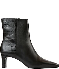 Andre Assous Amerie Leather Croco Embossed Accent Snip Toe Dress Booties