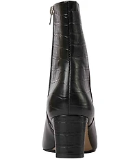 Andre Assous Amerie Leather Croco Embossed Accent Snip Toe Dress Booties