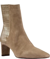 Andre Assous Amerie Suede Croco Embossed Accent Snip Toe Dress Booties