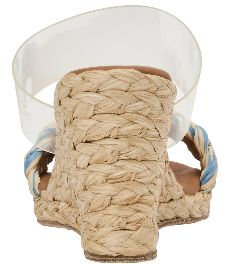 Andre Assous Anfisa Clear Vinyl Stretch Raffia Espadrille Slide Wedge Sandals