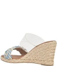 Andre Assous Anfisa Clear Vinyl Stretch Raffia Espadrille Slide Wedge Sandals