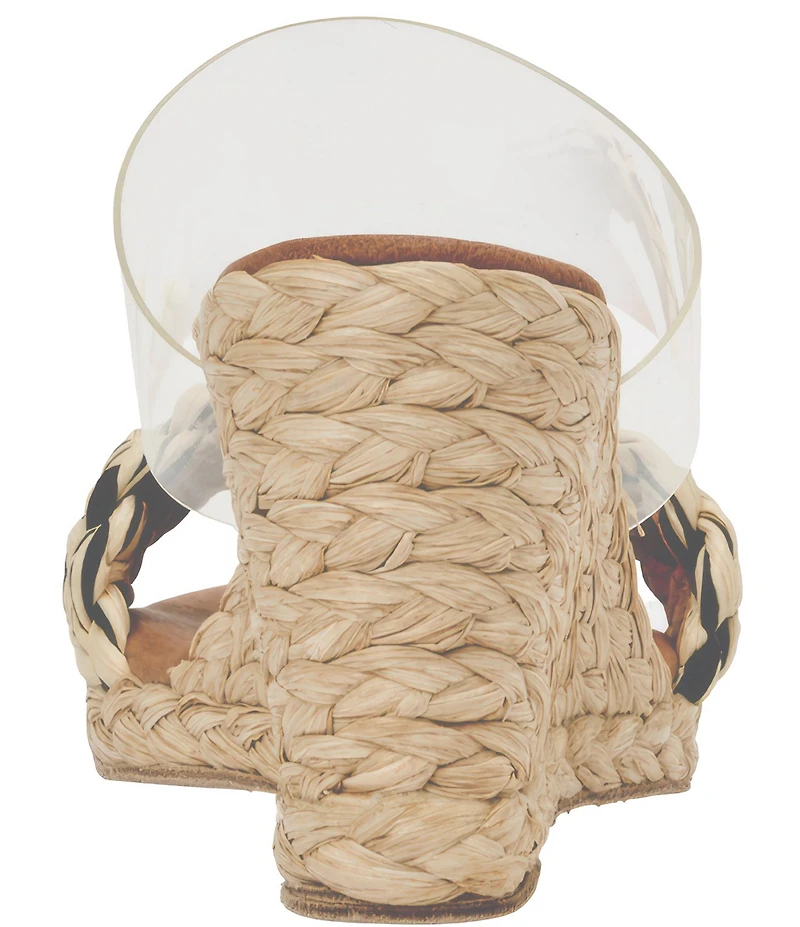 Andre Assous Anfisa Clear Vinyl Stretch Raffia Espadrille Slide Wedge Sandals