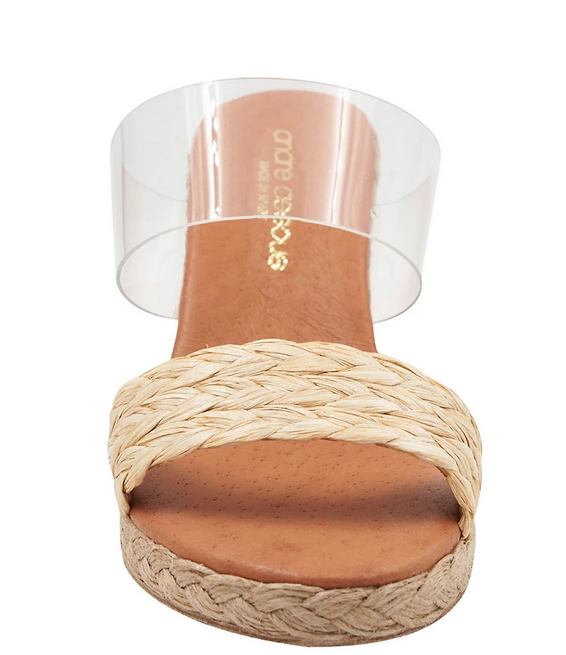 Andre Assous Anfisa Raffia Vinyl Espadrille Wedge Sandals