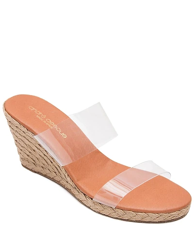 Andre Assous Anfisa Vinyl Espadrille Platform Wedge Slide Sandals