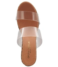 Andre Assous Anfisa Vinyl Espadrille Platform Wedge Slide Sandals