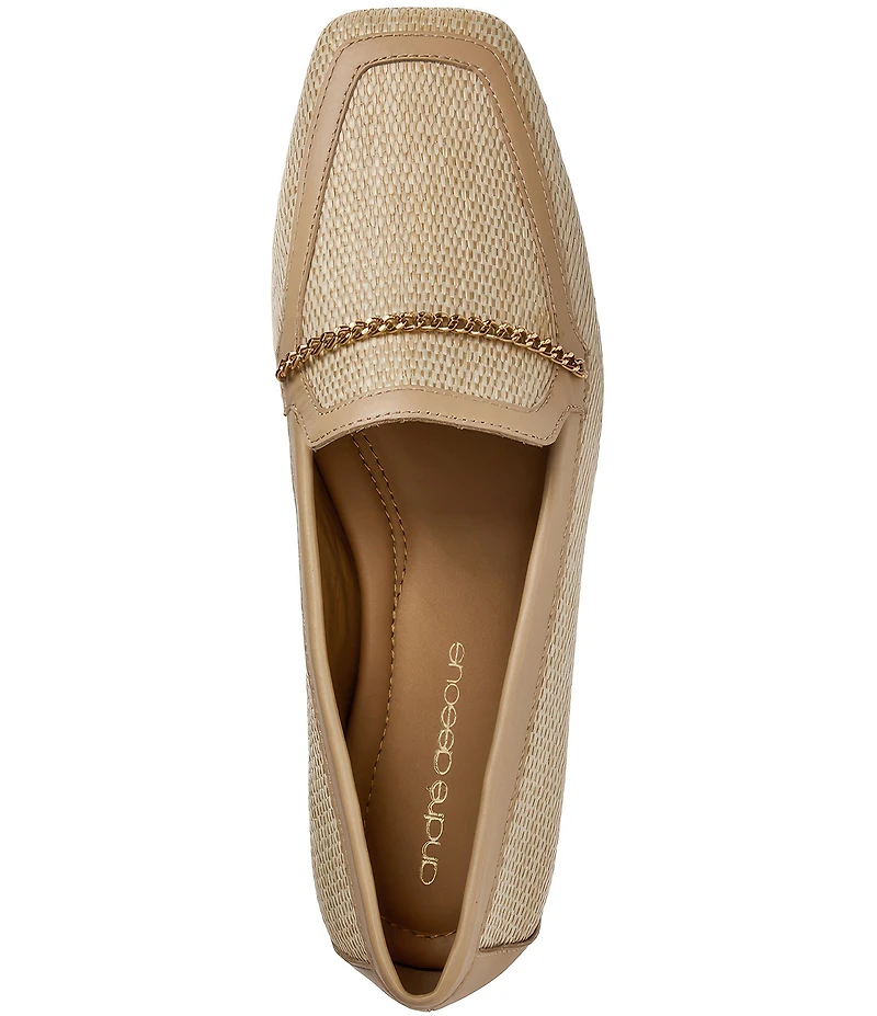 Andre Assous Ariane Raffia Chain Hardware Detail Loafers