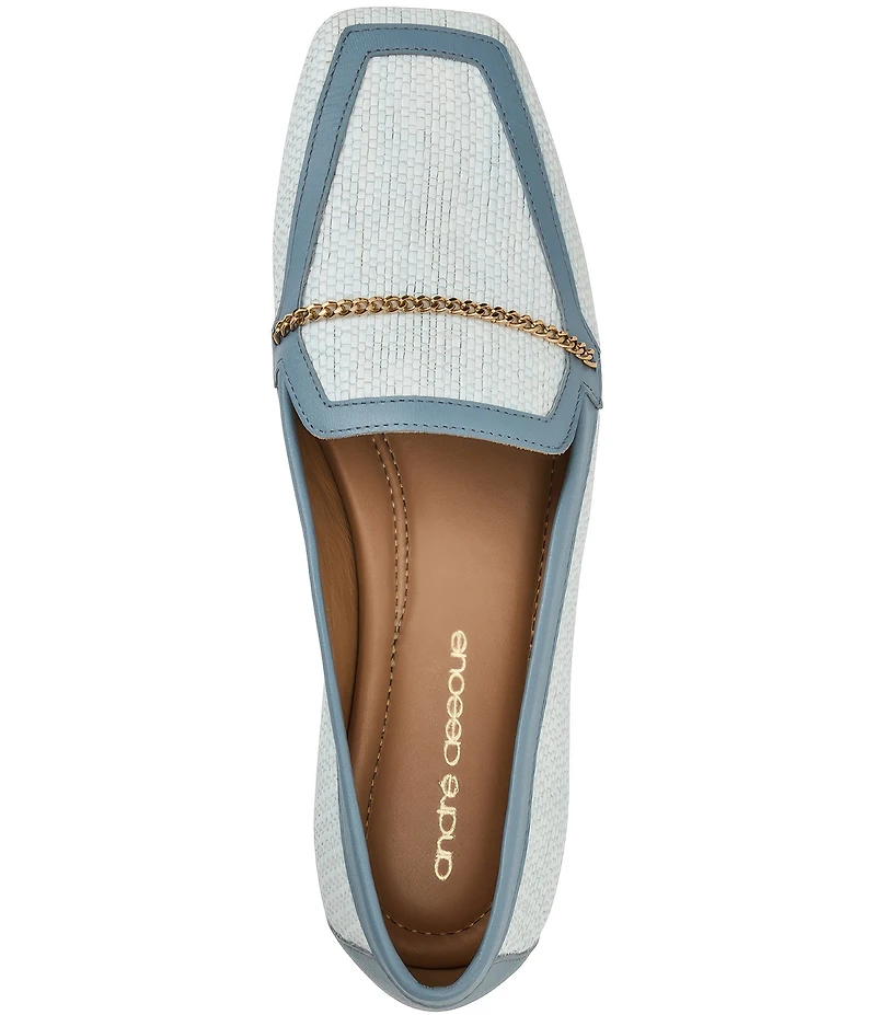 Andre Assous Ariane Raffia Chain Hardware Detail Loafers