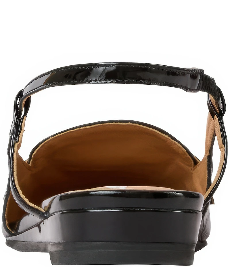 Andre Assous Blake Croco Embossed Patent Knot Snip Toe Slingback Wedge Loafers