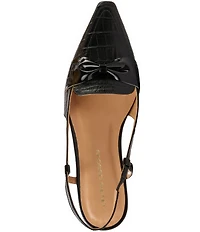 Andre Assous Blake Croco Embossed Patent Knot Snip Toe Slingback Wedge Loafers