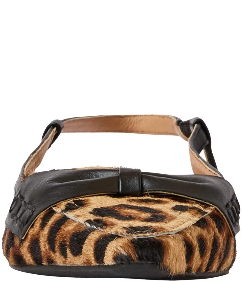 Andre Assous Blake Leopard Print Hair Calf Slingback Knot Wedge Loafers