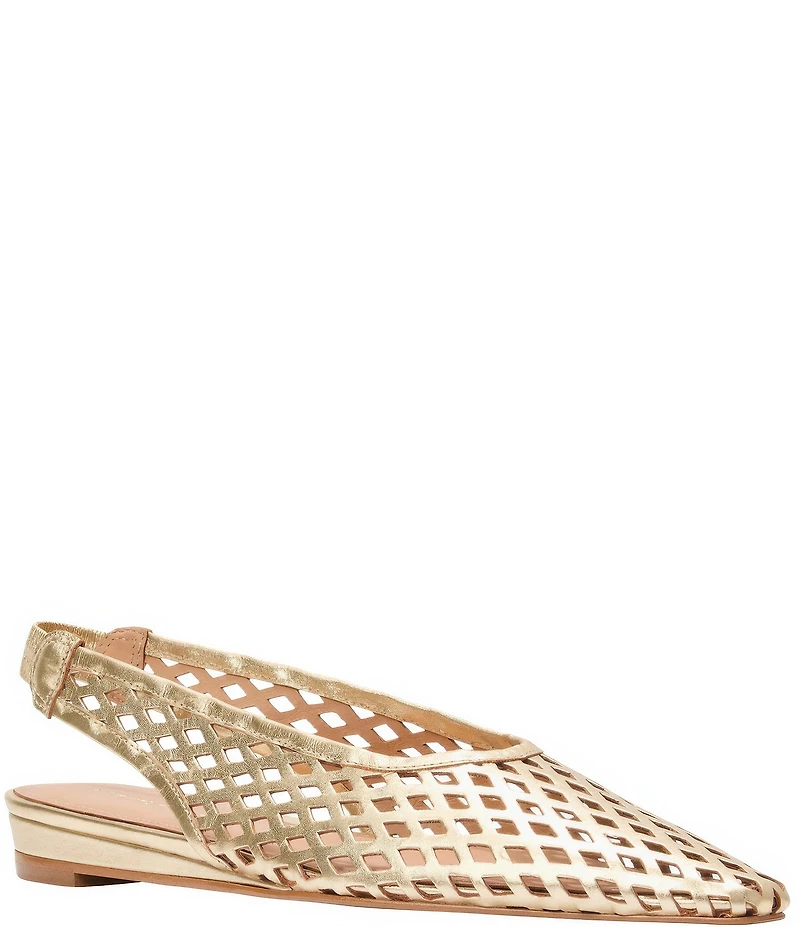 Andre Assous Brielle Metallic Leather Slingback Pointed Toe Demi Wedges
