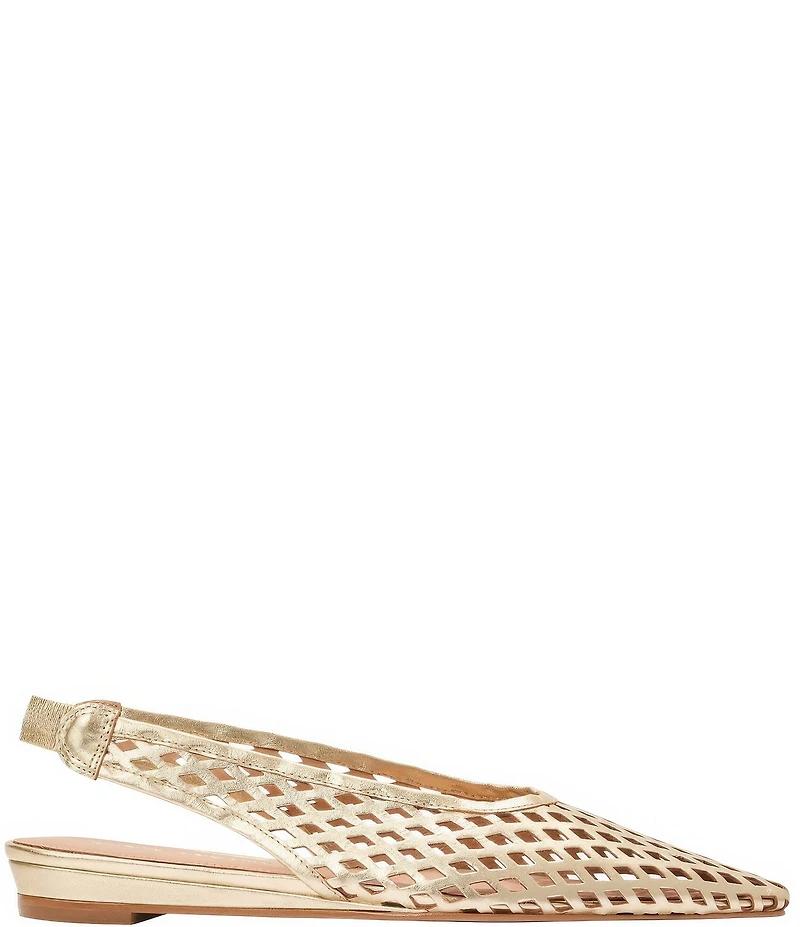 Andre Assous Brielle Metallic Leather Slingback Pointed Toe Demi Wedges