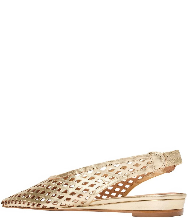 Andre Assous Brielle Metallic Leather Slingback Pointed Toe Demi Wedges