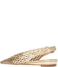Andre Assous Brielle Metallic Leather Slingback Pointed Toe Demi Wedges