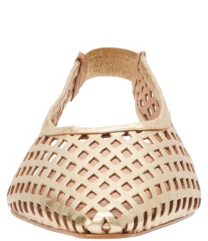 Andre Assous Brielle Metallic Leather Slingback Pointed Toe Demi Wedges