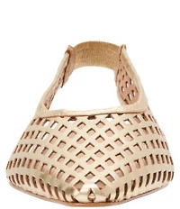 Andre Assous Brielle Metallic Leather Slingback Pointed Toe Demi Wedges